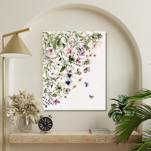 Akvarell Lila Vildblommor Canvastryck