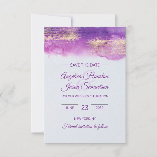 Akvarell Lila Violett Mauve Lavendel SPARA DATUM Datumet (Framsida)