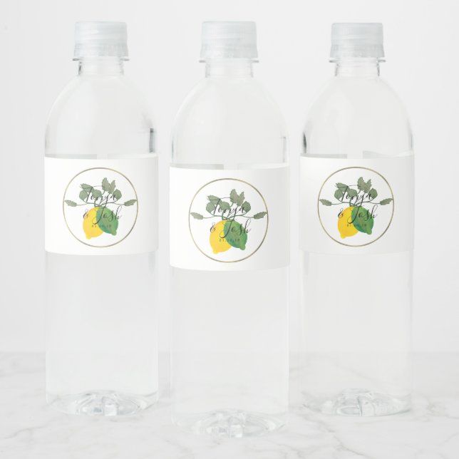 Akvarell Limoncillo Lime Citron Vattenflaskor Etikett (Flaskor)