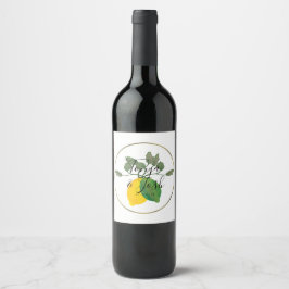 Akvarell Limoncillo Lime Citron Vinflaska Etikett