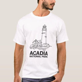 Akvarell Linje Konst Acadia National Park Lighthou T Shirt