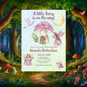 Akvarell Liten Älva Whimsical Bebisshower Inbjudningar
