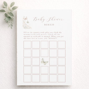 Akvarell Liten Fjäril Baby Shower Bingo Kort