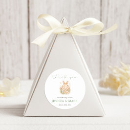 Akvarell Liten Kanin Baby Shower Tackkort Runt Klistermärke