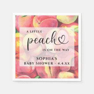 Akvarell Liten persika är på väg baby shower  Pappersservett