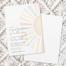 Akvarell Liten Solstråle Sol Baby Shower