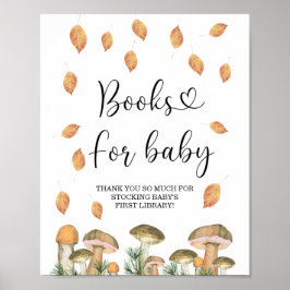 Akvarell liten svamp, höstböcker för bebis poster