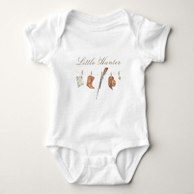 Akvarell Little Hunter Baby Shower T Shirt (Framsida)