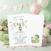 Akvarell Little putter är på väg baby shower