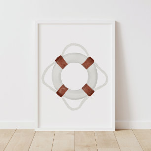 Akvarell Livräddare Marin Dekoration Poster