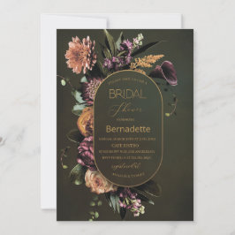 Akvarell Ljus gobeläng blommor guld Bröllop Inbjudningar