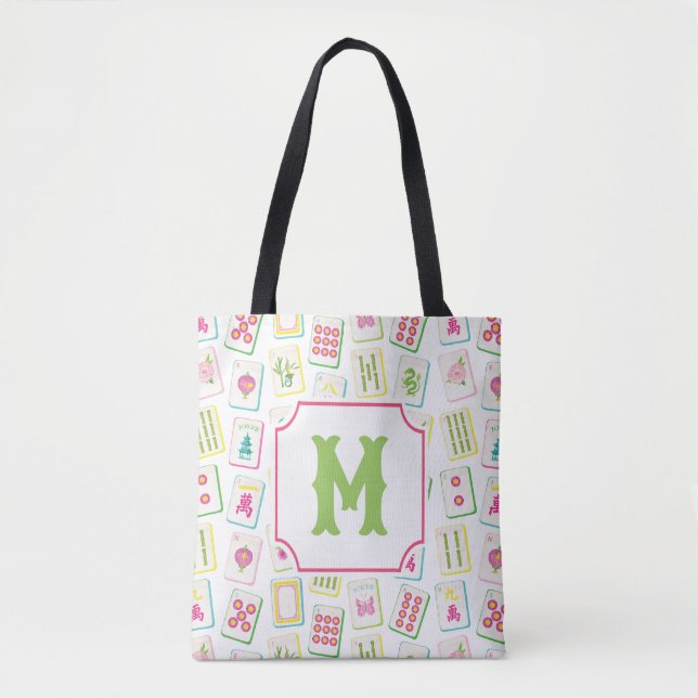 Akvarell Ljus Mahjong-brickor Monogram Tygkasse (Framsida)