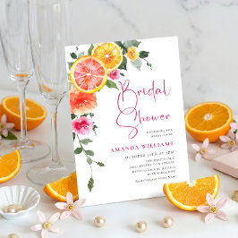 Akvarell Ljus Rosa Orange Blomma Bröllopsdusch Inbjudningar