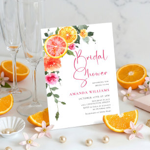Akvarell Ljus Rosa Orange Blomma Bröllopsdusch Inbjudningar