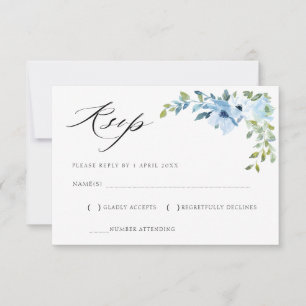 akvarell ljusblå blomsterkort för RSVP OSA Kort