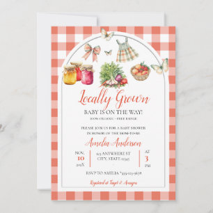 Akvarell Lokalt Odlat Bondemarknad Baby Shower Inbjudningar