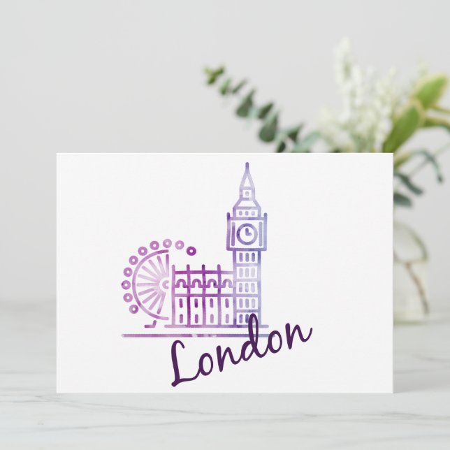 Akvarell London Big Ben Julkort – Brittisk (Stående Fram)