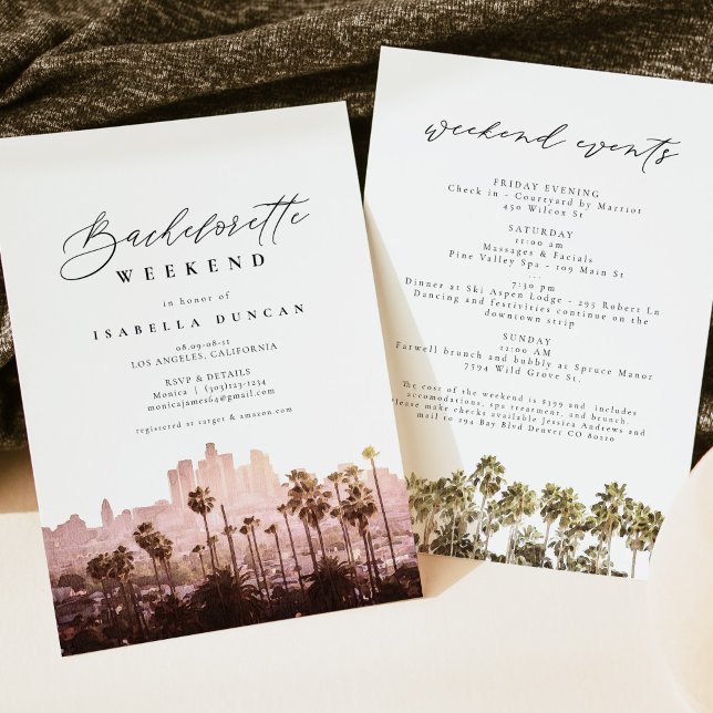 Akvarell Los Angeles California Siluett Palm Inbjudningar (Skapare uppladdad)