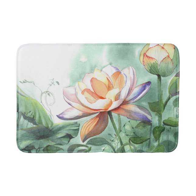 Akvarell Lotus Badrumsmatta (Framsidan)