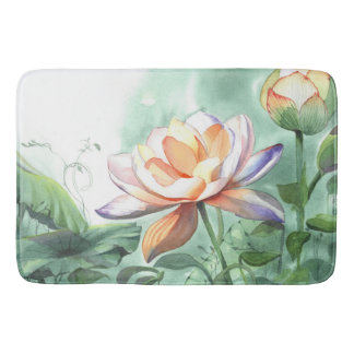 Akvarell Lotus Canvastryck Badrumsmatta