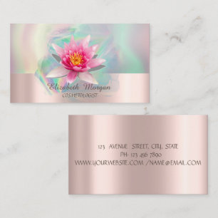 Akvarell Lotus Färgrik Holografisk Bläck Visitkort