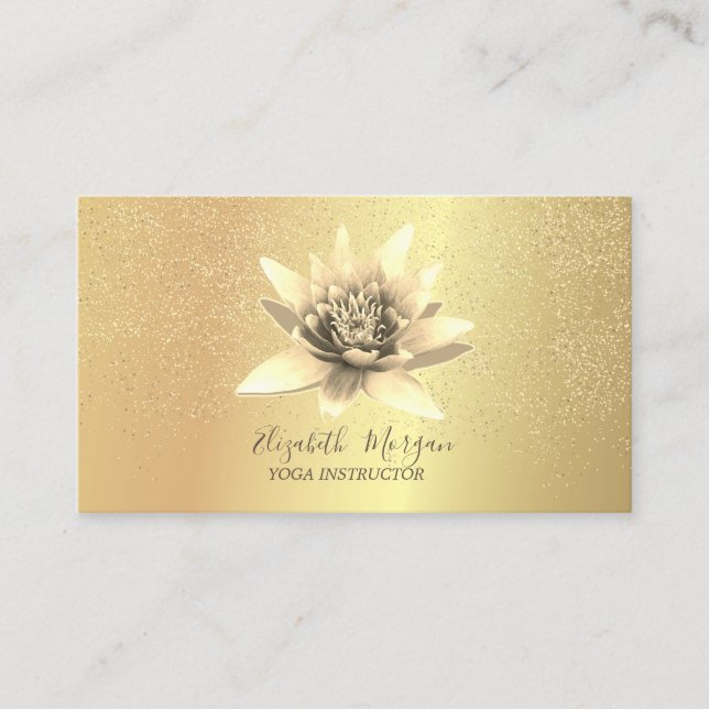 Akvarell Lotus Guld Konfetti Yogalärare Visitkort (Framsida)