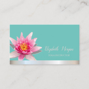 Akvarell Lotus Silverrand Teal Yoga Visitkort
