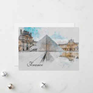 Akvarell Louvre Noël Julkort – Elegant