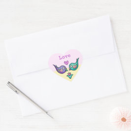 Akvarell Love Birds valentine anpassad dekal Hjärtformat Klistermärke