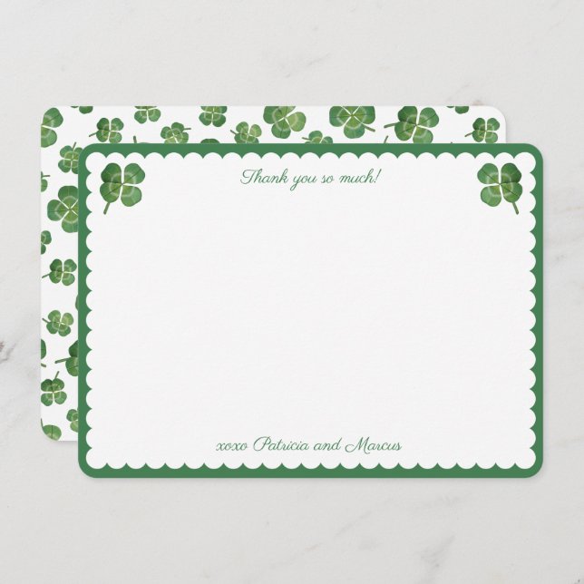 Akvarell Lucky In Love St Patricks Bröllopsdusch Tack Kort (Fram/baksida)