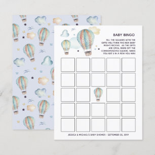 Akvarell Luftballong Baby Shower Bingo Inbjudningar