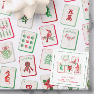 Akvarell Mahjong Julplattor Inhägnad Anteckningskort