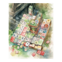 Akvarell Mahjong Konst