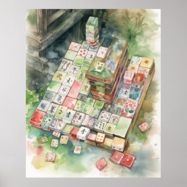 Akvarell Mahjong Konst Poster