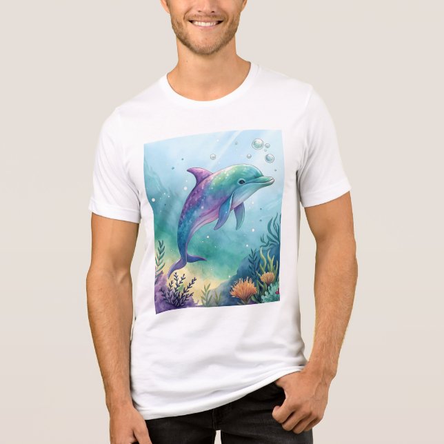 Akvarell-målad delfin t shirt (Framsida)