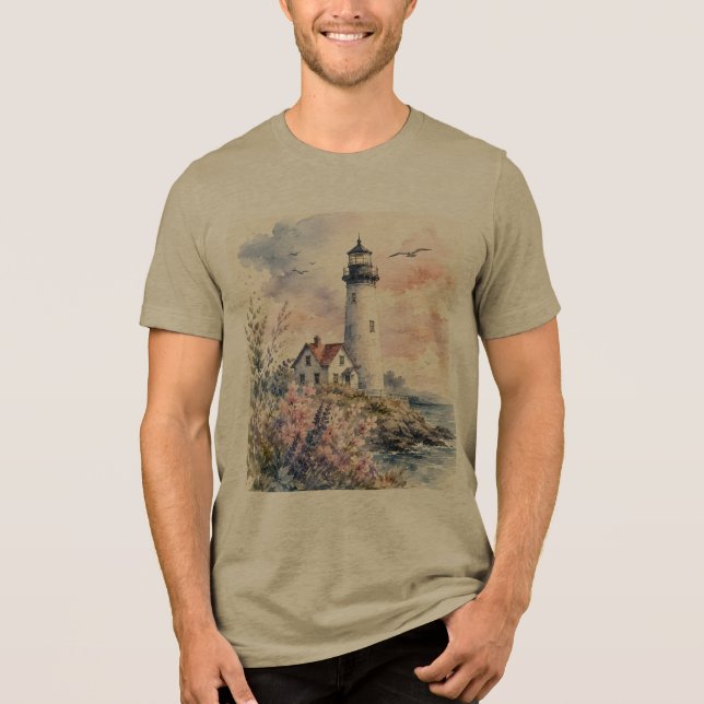 Akvarell-målad fyr t shirt (Framsida)