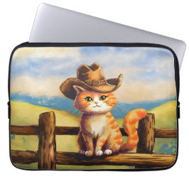 Akvarell-målad kattpappa laptop fodral