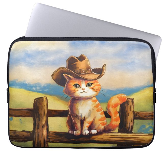 Akvarell-målad kattpappa laptop fodral (Framsidan)