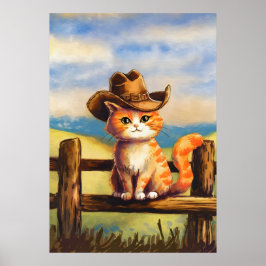 Akvarell-målad kattpappa poster