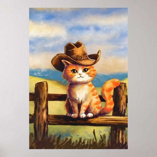 Akvarell-målad kattpappa poster (Framsidan)