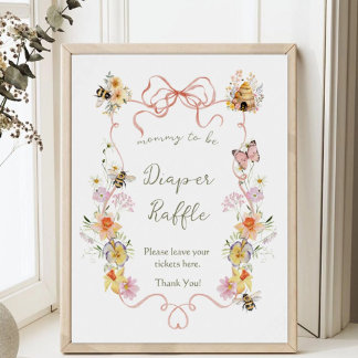 Akvarell Mamma till Bli Bee Baby Shower Blöja Lott Poster