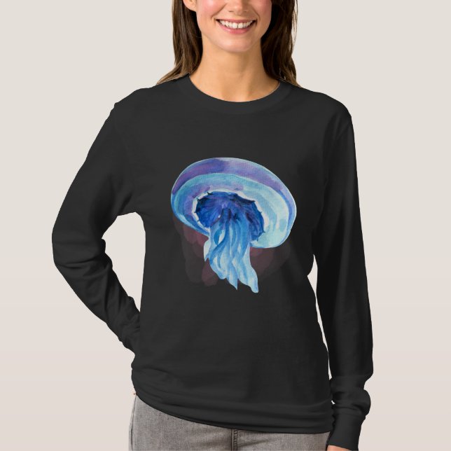 Akvarell Maneter Djuphavsdjur och Rift T Shirt (Framsida)