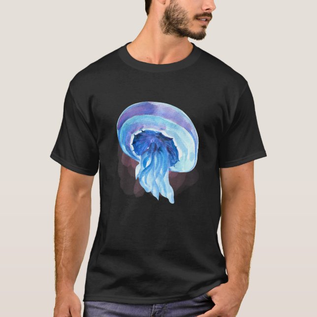 Akvarell Maneter Djuphavsdjur och Rift T Shirt (Framsida)