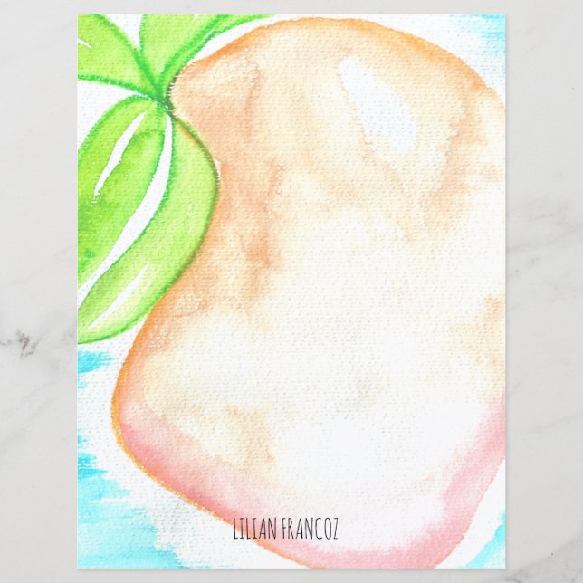 Akvarell Mango Handmålad Tropisk Brevpapper (Framsida)