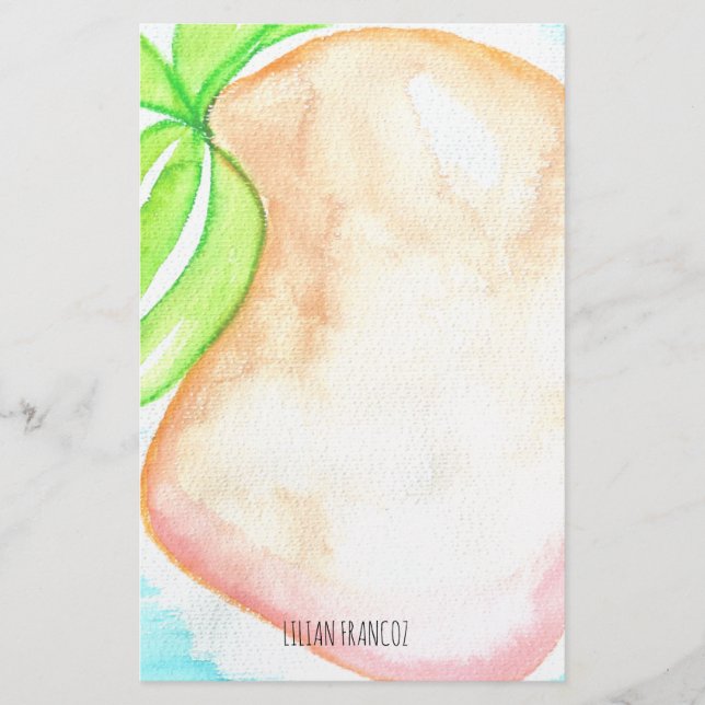 Akvarell Mango Handmålad Tropisk Brevpapper (Framsida)