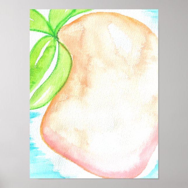 Akvarell Mango Handmålad Tropisk Köksmiljö Poster (Framsidan)