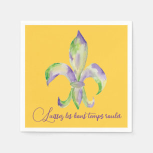 Akvarell Mardi Gras Fleur de Lis Pappersservett