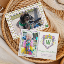 Akvarell Mardi Gras Monogram Vapen Foto