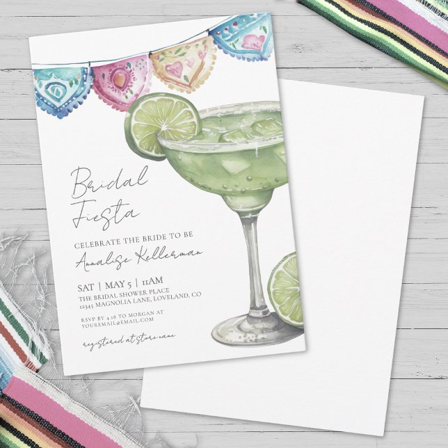 Akvarell Margarita Bröllopsdusch Inbjudningar (Watercolor Margarita Fiesta Bridal Shower Invitation)