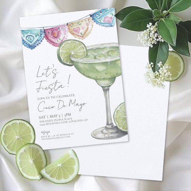 Akvarell Margarita Cinco De Mayo-fest Inbjudningar (Watercolor Margarita Cinco De Mayo Party Invitation)